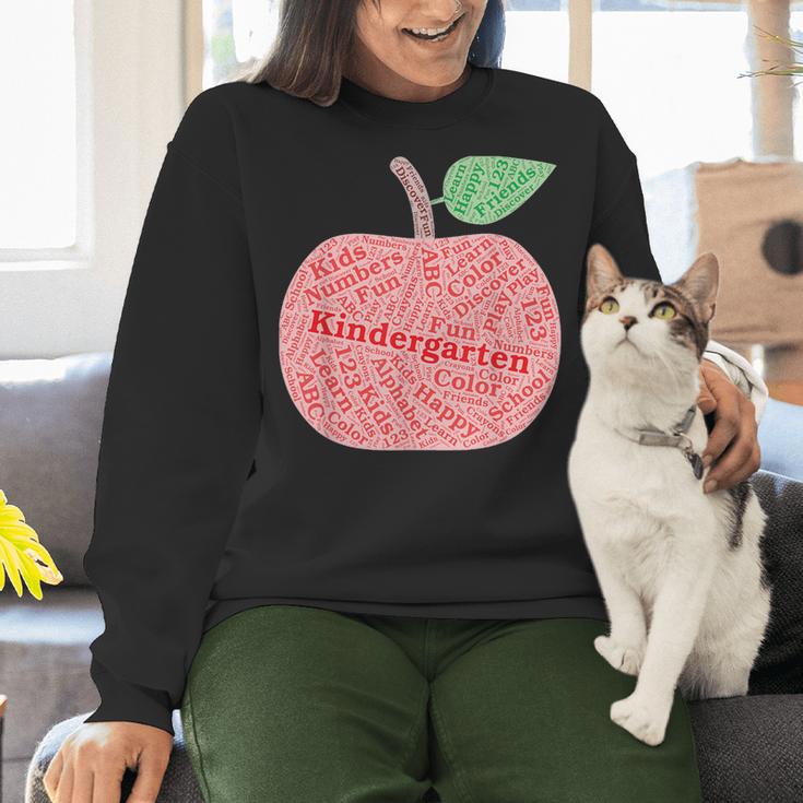 Kindergarten Apple Word Art For Teachers & Students Women Crewneck Sweatshirt, gift for family, gift for coworker