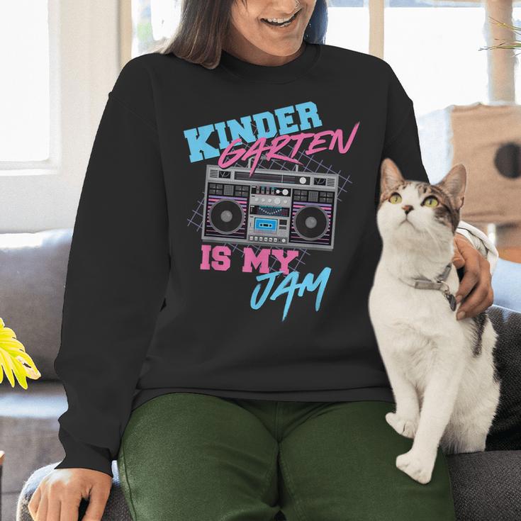 Kindergarten Is My Jam Vintage 80s Boombox Teacher Student Women Crewneck Sweatshirt, gift for family, gift for coworker Kindergarten Is My Jam Vintage 80s Boombox Teacher Student Women Crewneck Sweatshirt, gift for family, gift for coworker