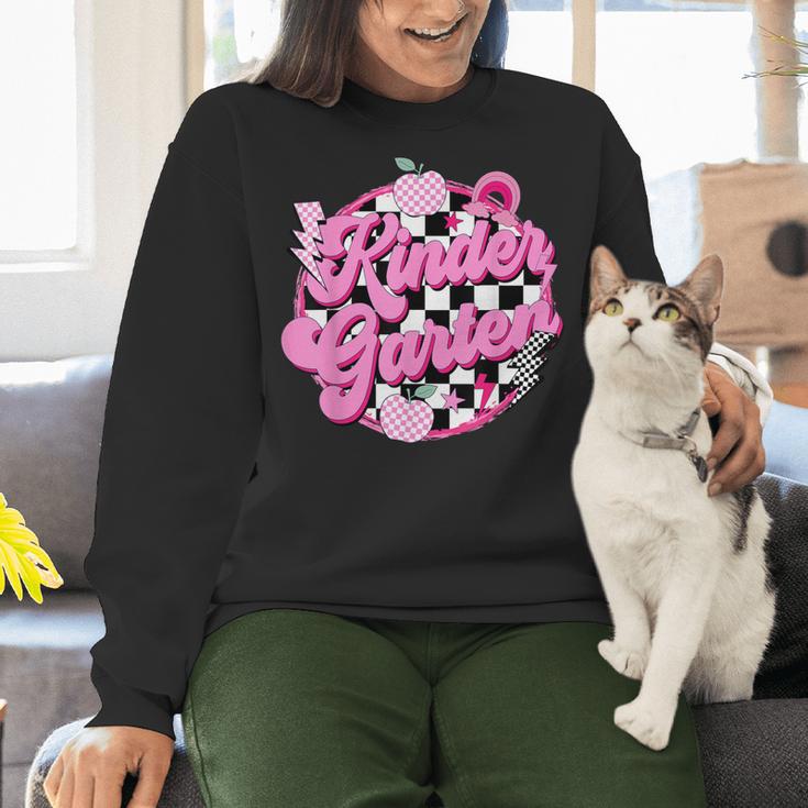 Kindergarten Teacher Women Checkered First Day Of School Women Crewneck Sweatshirt, gift for family, gift for coworker