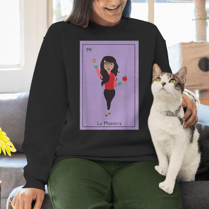 La Maestra Mexican Bingo Card Teacher Lottery Card Women Crewneck Sweatshirt, gift for family, gift for coworker La Maestra Mexican Bingo Card Teacher Lottery Card Women Crewneck Sweatshirt, gift for family, gift for coworker