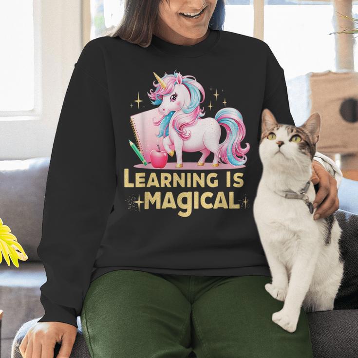 LEARNING IS MAGICAL TEACHER UNICORN BACK TO SCHOOL UNICORN Women Crewneck Sweatshirt, gift for family, gift for coworker LEARNING IS MAGICAL TEACHER UNICORN BACK TO SCHOOL UNICORN Women Crewneck Sweatshirt, gift for family, gift for coworker