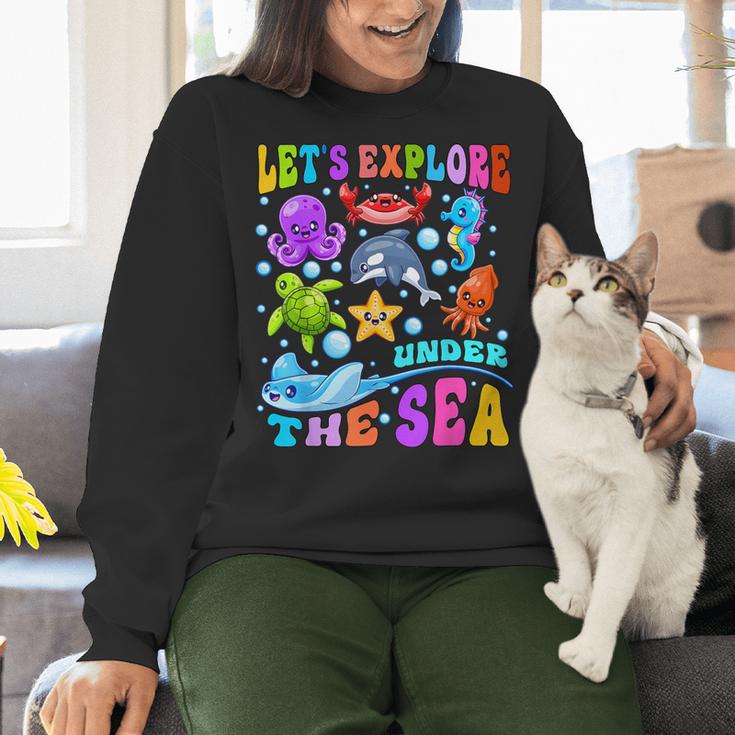 Let's Explore Under The Sea Back To School Student Teacher Women Crewneck Sweatshirt, gift for family, gift for coworker