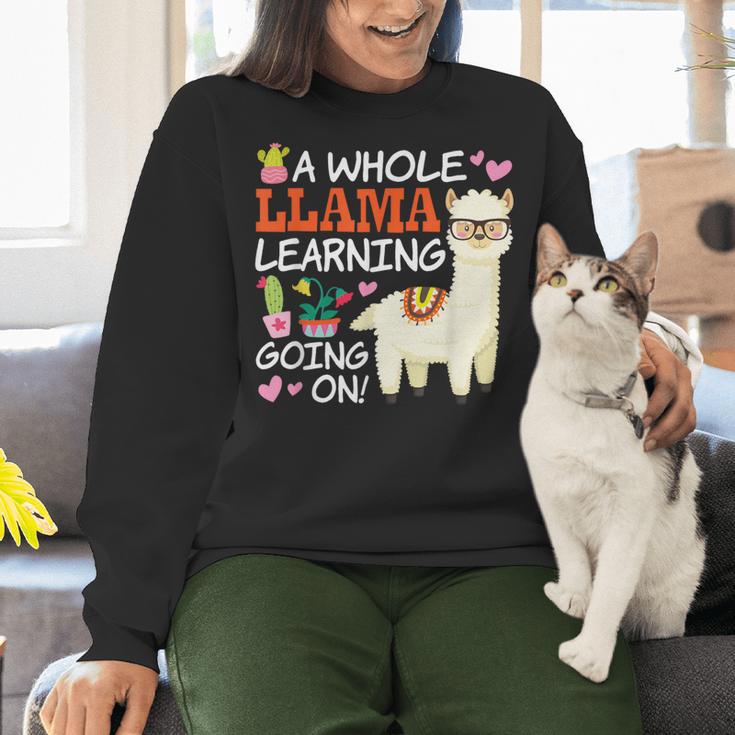 Llama Learning T Shirt Teachers Students Alpaca Lovers Women Crewneck Sweatshirt, gift for family, gift for coworker