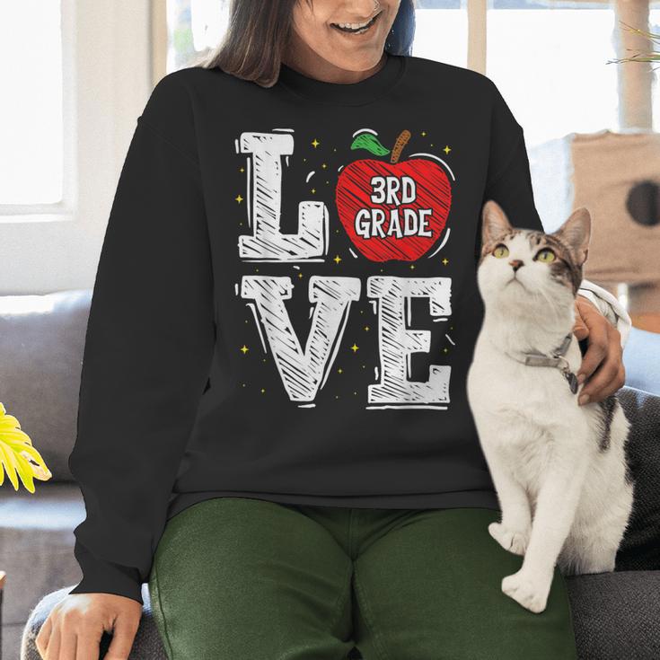 LOVE Apple 3rd Grade Teacher Student School Women Crewneck Sweatshirt, gift for family, gift for coworker LOVE Apple 3rd Grade Teacher Student School Women Crewneck Sweatshirt, gift for family, gift for coworker