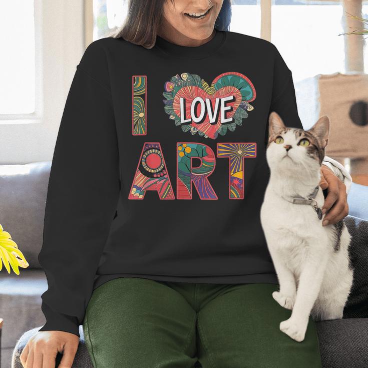 I Love Art Artist Painter Colorful Painting Art Teacher Women Crewneck Sweatshirt, gift for family, gift for coworker I Love Art Artist Painter Colorful Painting Art Teacher Women Crewneck Sweatshirt, gift for family, gift for coworker
