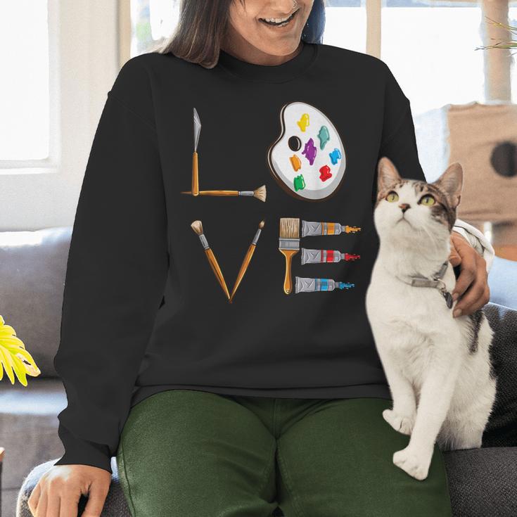Love Art For Artist Art Teacher Women Crewneck Sweatshirt, gift for family, gift for coworker Love Art For Artist Art Teacher Women Crewneck Sweatshirt, gift for family, gift for coworker