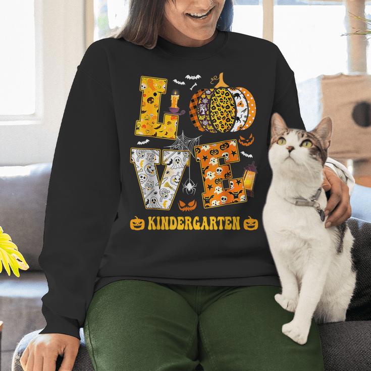 LOVE Kindergarten Pumpkin Teacher Student Halloween Costume Women Crewneck Sweatshirt, gift for family, gift for coworker LOVE Kindergarten Pumpkin Teacher Student Halloween Costume Women Crewneck Sweatshirt, gift for family, gift for coworker