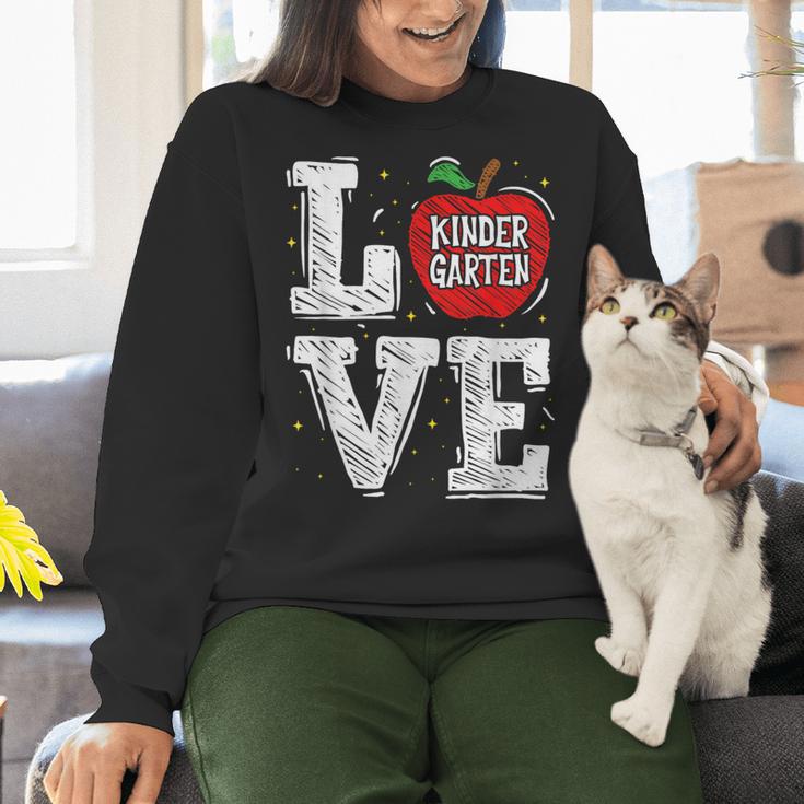 LOVE Kindergarten Teacher Student School Apple Women Crewneck Sweatshirt, gift for family, gift for coworker LOVE Kindergarten Teacher Student School Apple Women Crewneck Sweatshirt, gift for family, gift for coworker