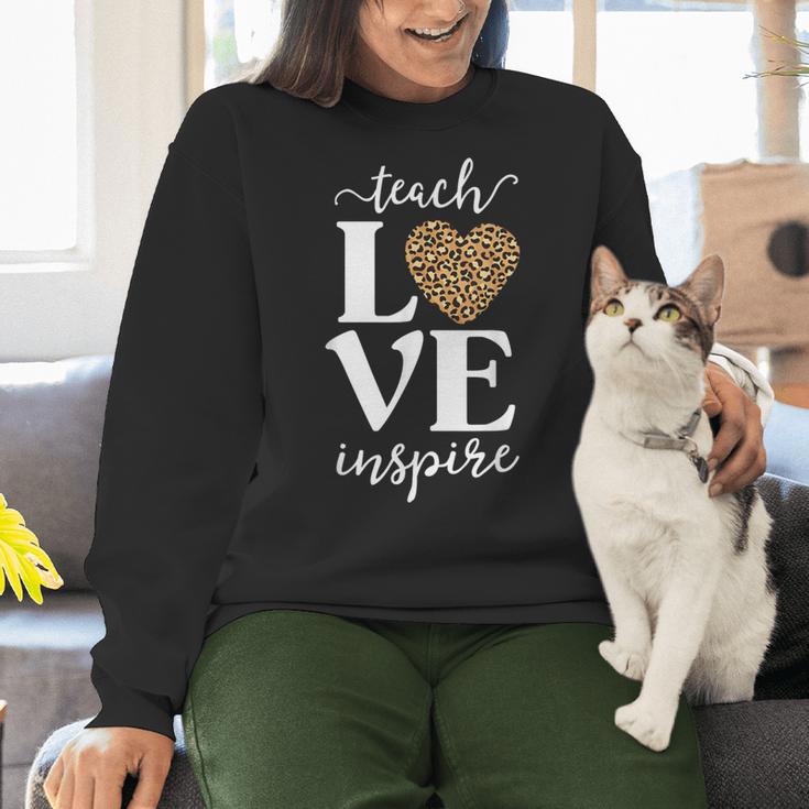Love Leopard Print Teacher Cheetah School Inspire Teach Women Crewneck Sweatshirt, gift for family, gift for coworker Love Leopard Print Teacher Cheetah School Inspire Teach Women Crewneck Sweatshirt, gift for family, gift for coworker
