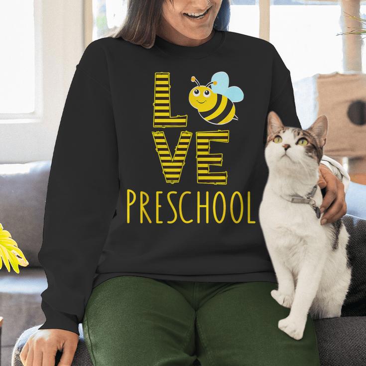 Love Preschool Back To School Yellow Bee Preschool Teacher For Men Women Girls Kids Women Crewneck Sweatshirt, gift for family, gift for coworker Love Preschool Back To School Yellow Bee Preschool Teacher For Men Women Girls Kids Women Crewneck Sweatshirt, gift for family, gift for coworker