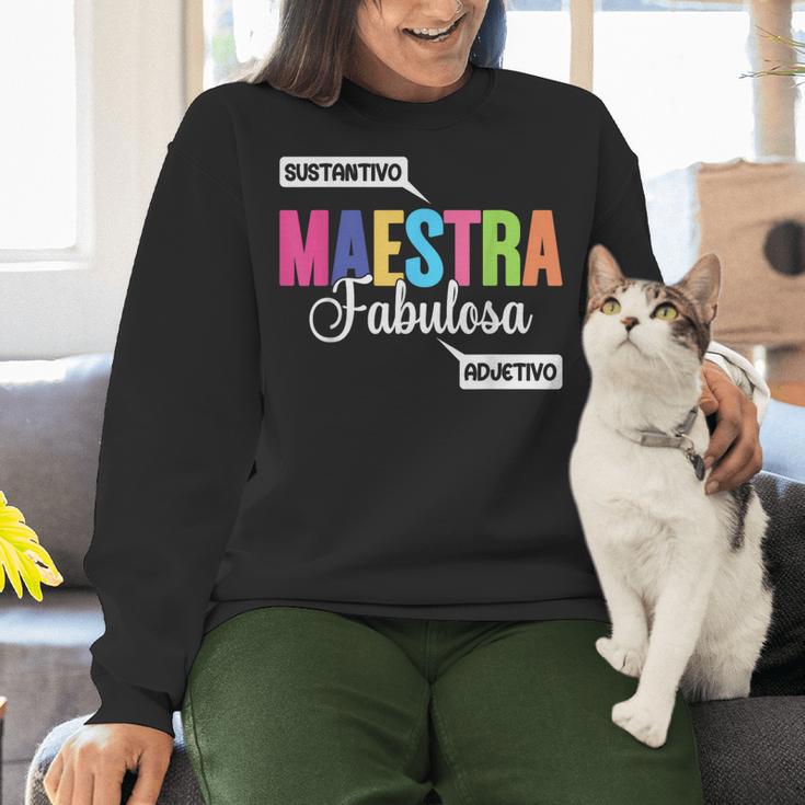 Maestra Fabulosa Bilingual Spanish Espanol Teacher School Women Crewneck Sweatshirt, gift for family, gift for coworker Maestra Fabulosa Bilingual Spanish Espanol Teacher School Women Crewneck Sweatshirt, gift for family, gift for coworker
