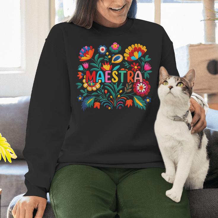 Maestra Flowers Spanish Teacher Cinco De Mayo Women Crewneck Sweatshirt, gift for family, gift for coworker Maestra Flowers Spanish Teacher Cinco De Mayo Women Crewneck Sweatshirt, gift for family, gift for coworker