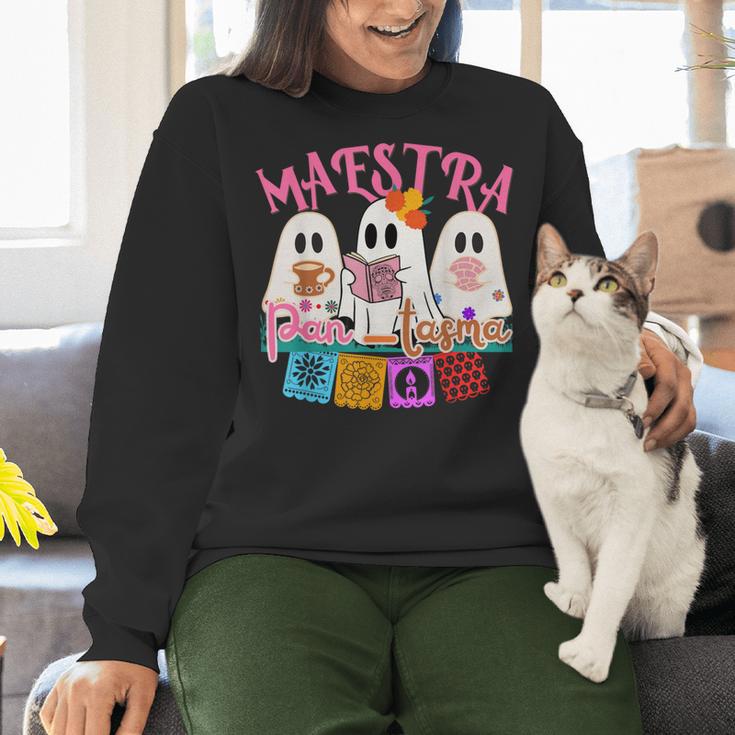 Maestra Pantasmas Conchas Teacher Mexican Halloween Women Crewneck Sweatshirt, gift for family, gift for coworker