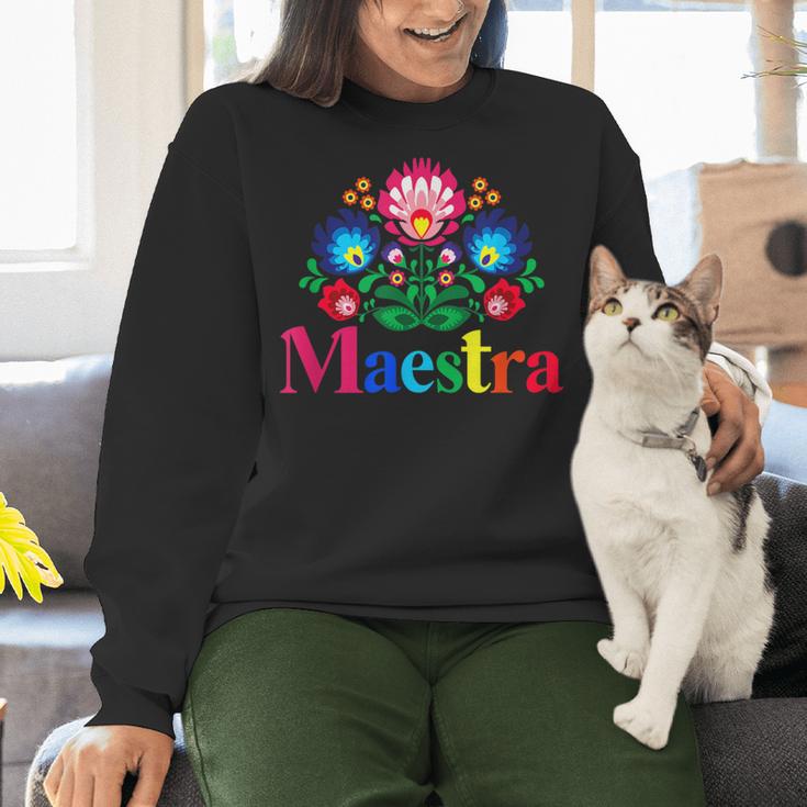 Maestra Proud Spanish Teacher Bilingual Teacher Latina Women Crewneck Sweatshirt, gift for family, gift for coworker Maestra Proud Spanish Teacher Bilingual Teacher Latina Women Crewneck Sweatshirt, gift for family, gift for coworker