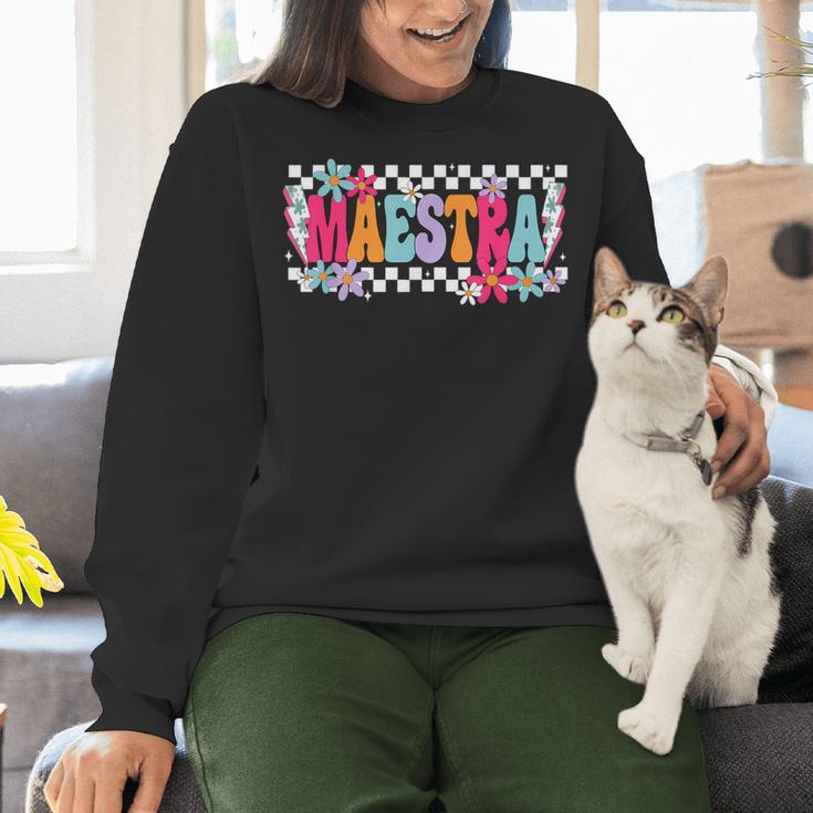 Maestra Teacher Spanish Back To School First Day Of School Women Crewneck Sweatshirt, gift for family, gift for coworker Maestra Teacher Spanish Back To School First Day Of School Women Crewneck Sweatshirt, gift for family, gift for coworker