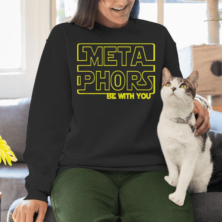 Metaphors Be With You English Teacher Shirts T-Shirt Women Crewneck Sweatshirt, English Teacher Sweatshirts, gift for family, gift for coworker