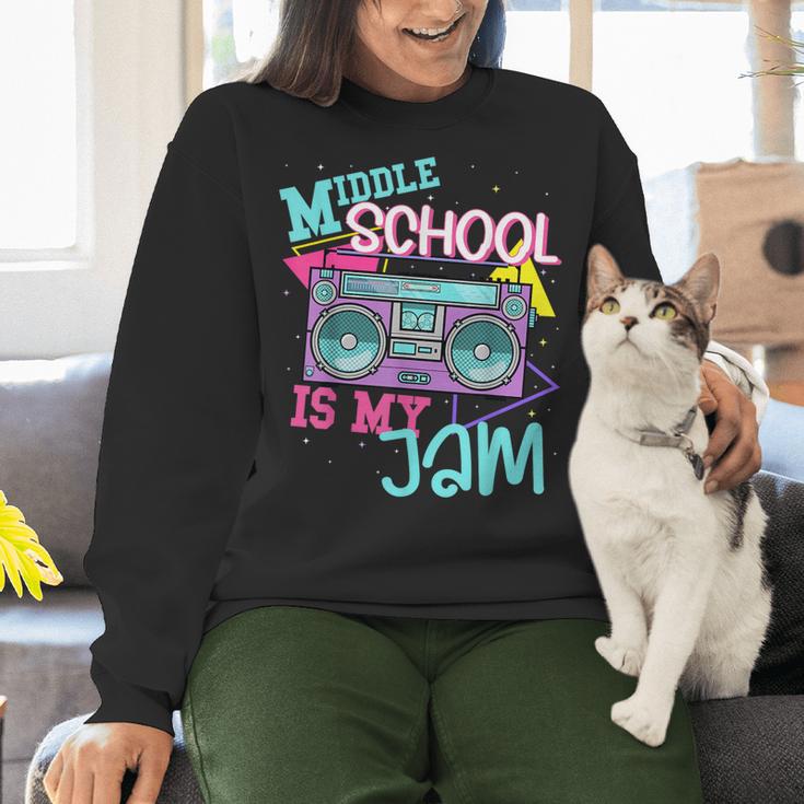 Middle School Is My Jam Cute Teacher Shirt 80's 90's Styl Women Crewneck Sweatshirt, gift for family, gift for coworker Middle School Is My Jam Cute Teacher Shirt 80's 90's Styl Women Crewneck Sweatshirt, gift for family, gift for coworker