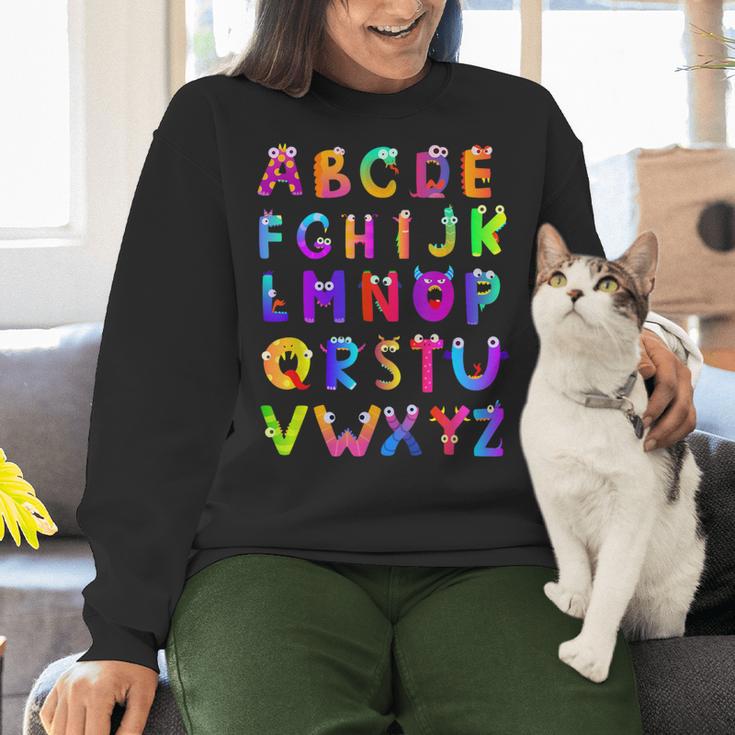Monster ABC Cute Alphabet Halloween Teacher Costume Kids Women Crewneck Sweatshirt, gift for family, gift for coworker