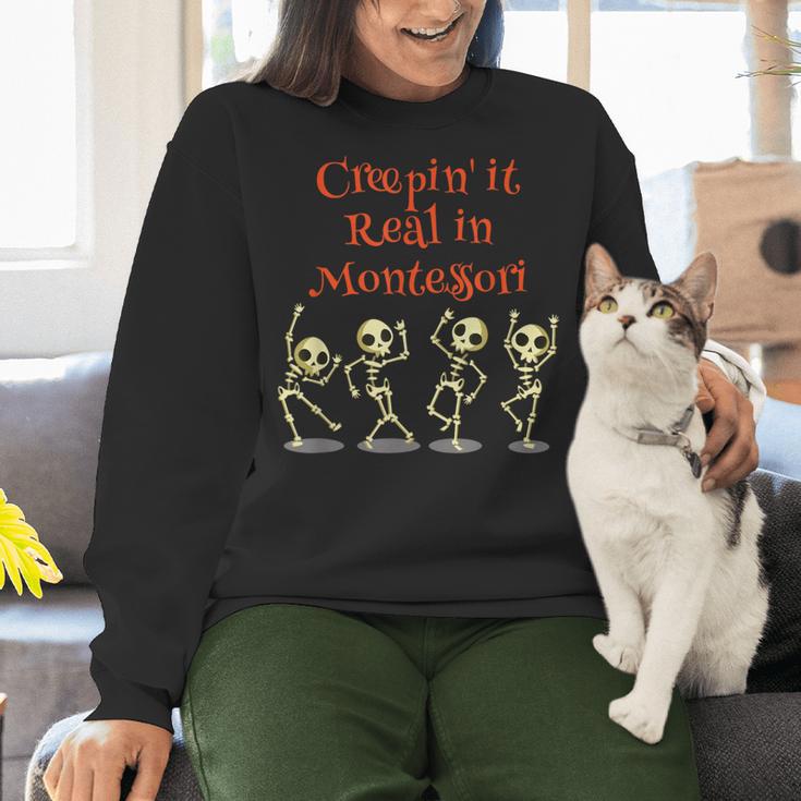 Montessori Creepin' It Real HALLOWEEN School Teacher Shirt Women Crewneck Sweatshirt, gift for family, gift for coworker Montessori Creepin' It Real HALLOWEEN School Teacher Shirt Women Crewneck Sweatshirt, gift for family, gift for coworker