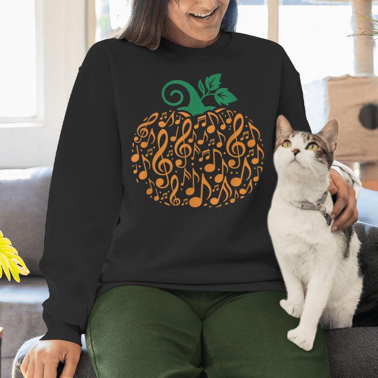 Music Notes Pumpkin Music Teacher Halloween Women Crewneck Sweatshirt, gift for family, gift for coworker