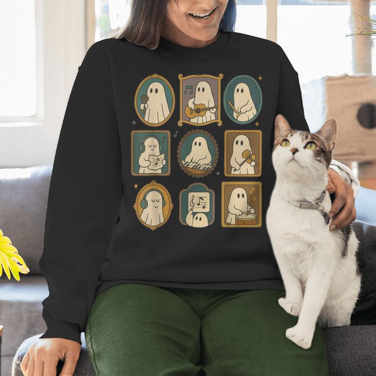 Music Teacher Orchestra Spooky Halloween Ghost Band Women Crewneck Sweatshirt, gift for family, gift for coworker