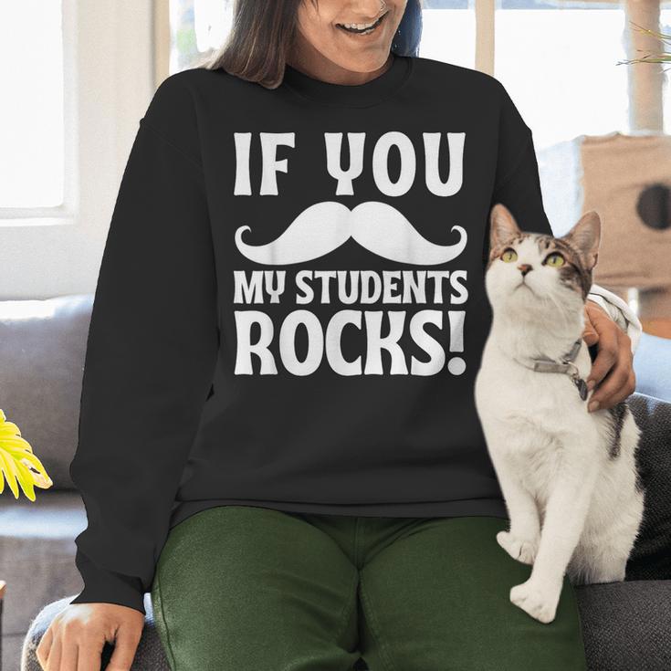 If You Mustache My Students Rock Teacher Mustache Women Crewneck Sweatshirt, gift for family, gift for coworker If You Mustache My Students Rock Teacher Mustache Women Crewneck Sweatshirt, gift for family, gift for coworker