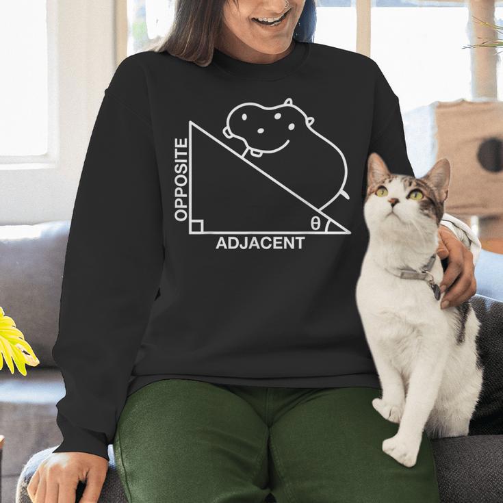 Nerdy Hippotenuse Hypotenuse Hippopotamus Math Teacher Women Crewneck Sweatshirt, gift for family, gift for coworker