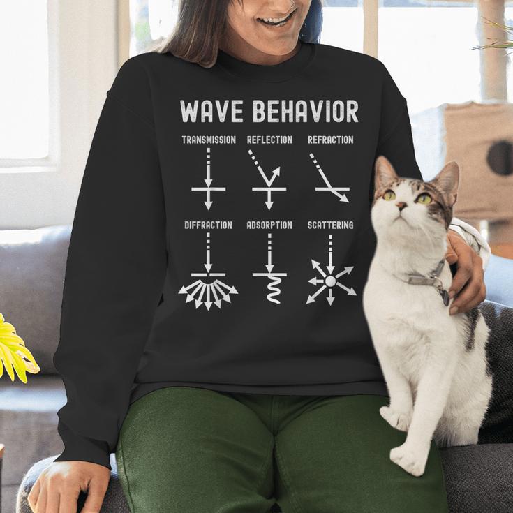 Nerdy Vintage Wave Behavior Physics Science Teacher Geek Men Women Girls Kids Women Crewneck Sweatshirt, Science Teacher Sweatshirts, gift for family, gift for coworker