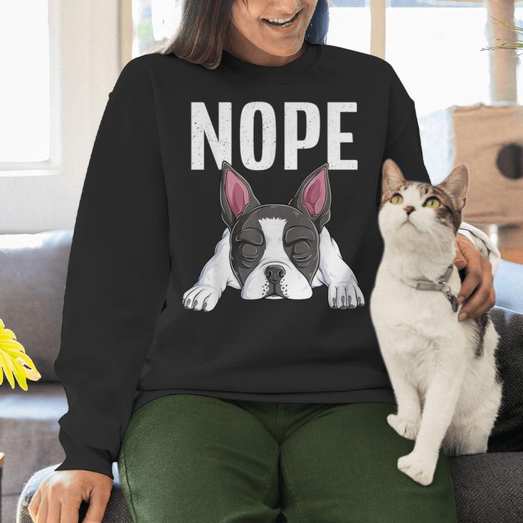 Nope Boston Terrier Puppy Dog Bostie Lover Men Women Girls Kids Women Crewneck Sweatshirt, gift for family, gift for coworker