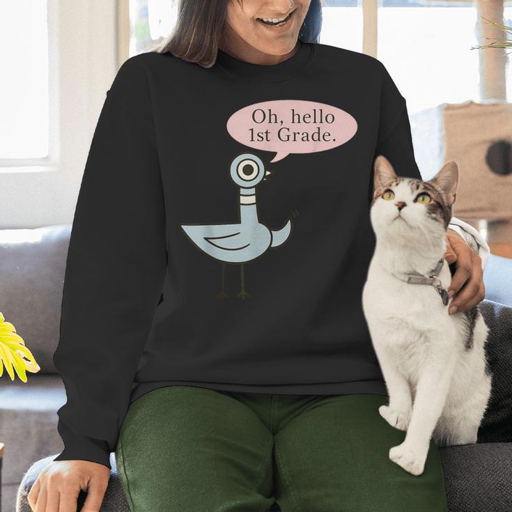 Oh Hello First Graders Cute Pigeon 1st Grade Teacher Women Crewneck Sweatshirt, First Grade Teacher Sweatshirts, gift for family, gift for coworker Oh Hello First Graders Cute Pigeon 1st Grade Teacher Women Crewneck Sweatshirt, First Grade Teacher Sweatshirts, gift for family, gift for coworker