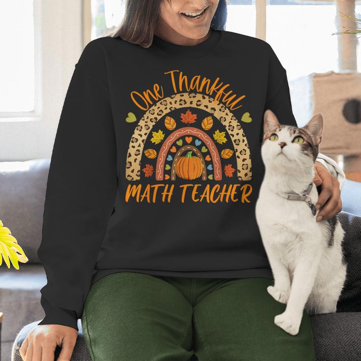 One Thankful Math Teacher Thanksgiving Autumn Fall Rainbow Women Crewneck Sweatshirt, gift for family, gift for coworker