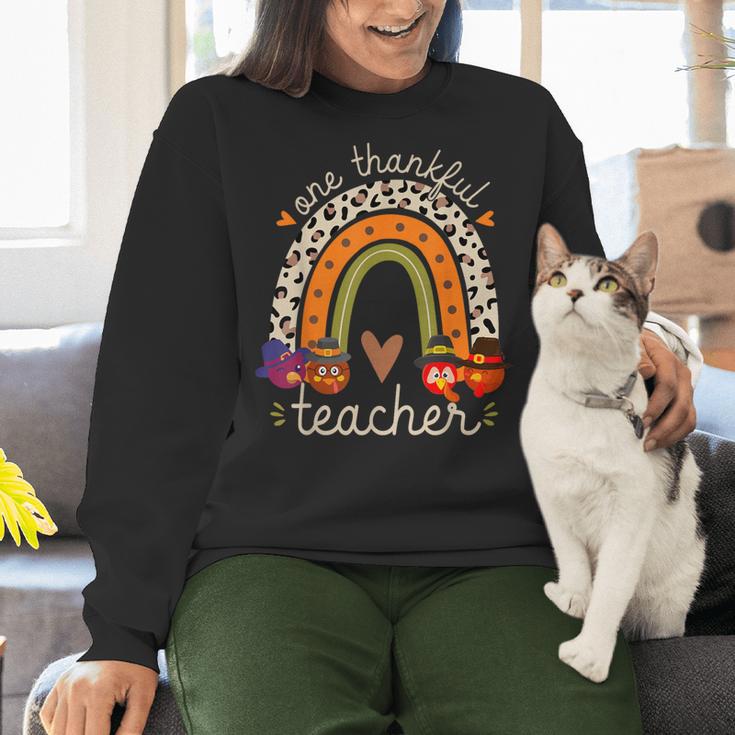 One Thankful Teacher Thanksgiving Turkey Rainbow Fall Women Crewneck Sweatshirt, gift for family, gift for coworker One Thankful Teacher Thanksgiving Turkey Rainbow Fall Women Crewneck Sweatshirt, gift for family, gift for coworker
