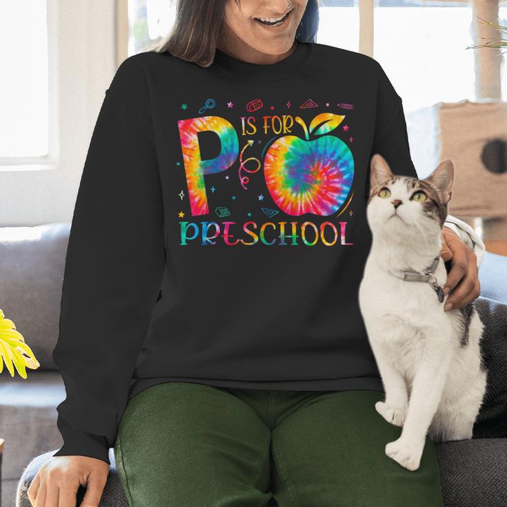 P Is For Preschool Tie Dye Back To School Teacher Men Women Girls Kids Women Crewneck Sweatshirt, gift for family, gift for coworker