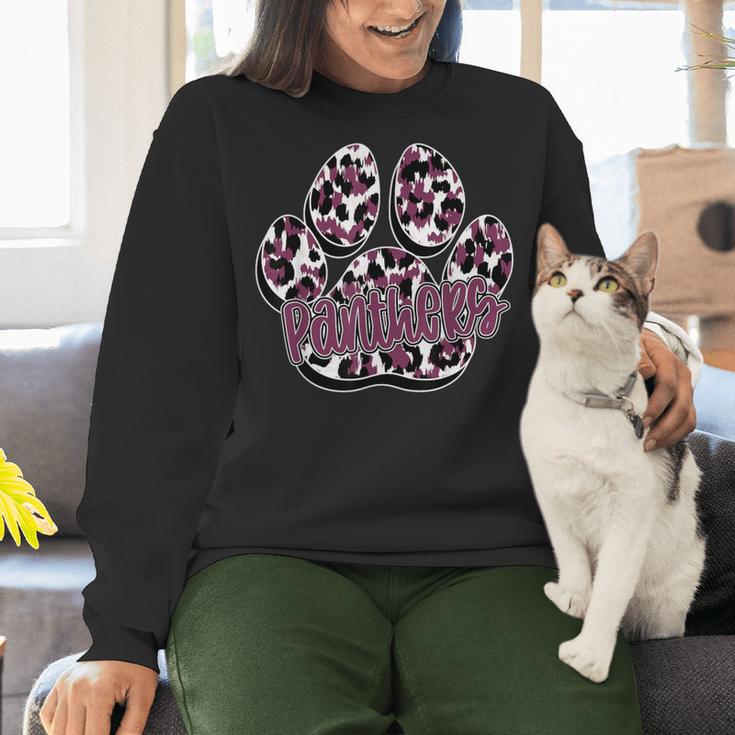 Panthers Paw Print Leopard Maroon Panther Pride Teacher Women Crewneck Sweatshirt, gift for family, gift for coworker Panthers Paw Print Leopard Maroon Panther Pride Teacher Women Crewneck Sweatshirt, gift for family, gift for coworker