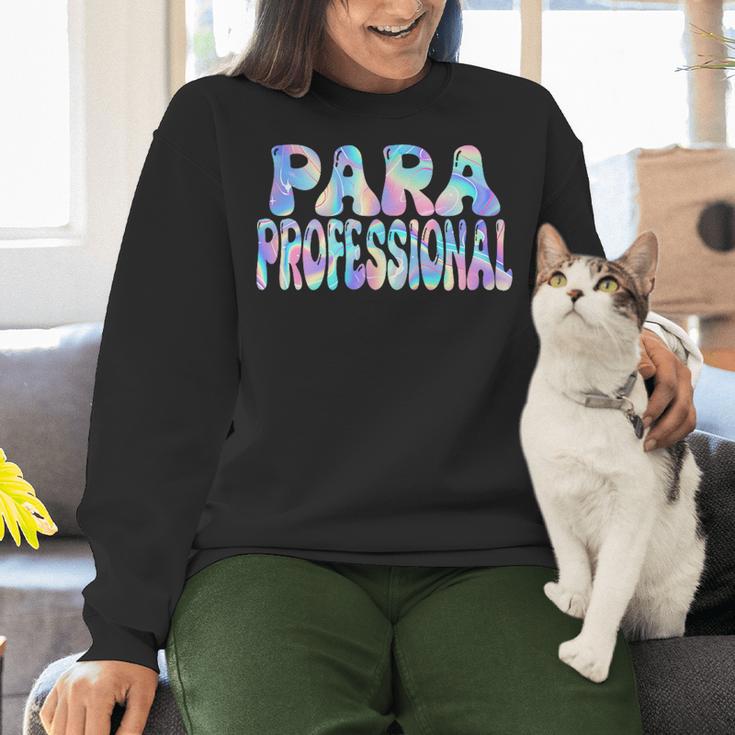 Paraprofessional Groovy Back To School Cute Teachers Women Women Crewneck Sweatshirt, gift for family, gift for coworker Paraprofessional Groovy Back To School Cute Teachers Women Women Crewneck Sweatshirt, gift for family, gift for coworker