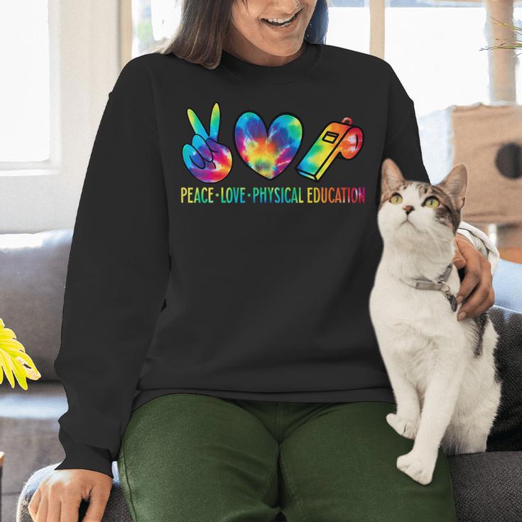 Peace Love Physical Education Tie Dye Sports PE Teacher Women Crewneck Sweatshirt, Pe Teacher Sweatshirts, gift for family, gift for coworker