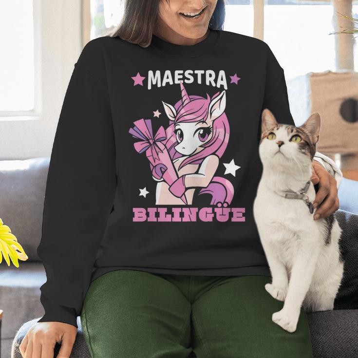 Pink Unicorn Spanish Teacher Regalos Para Bilingue Teacher Women Crewneck Sweatshirt, gift for family, gift for coworker