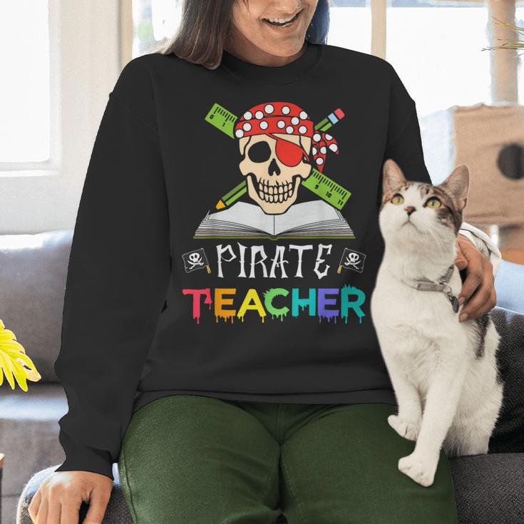 Pirate Teacher Halloween Skull Adult Women Crewneck Sweatshirt, gift for family, gift for coworker Pirate Teacher Halloween Skull Adult Women Crewneck Sweatshirt, gift for family, gift for coworker
