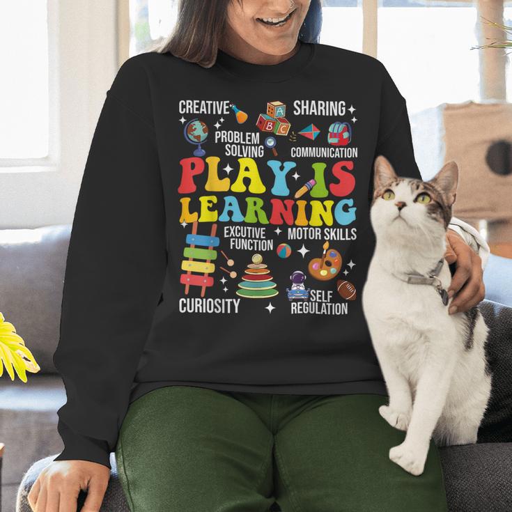 Play Is Learning Kindergarten Preschool Teacher Appreciation Women Crewneck Sweatshirt, gift for family, gift for coworker Play Is Learning Kindergarten Preschool Teacher Appreciation Women Crewneck Sweatshirt, gift for family, gift for coworker
