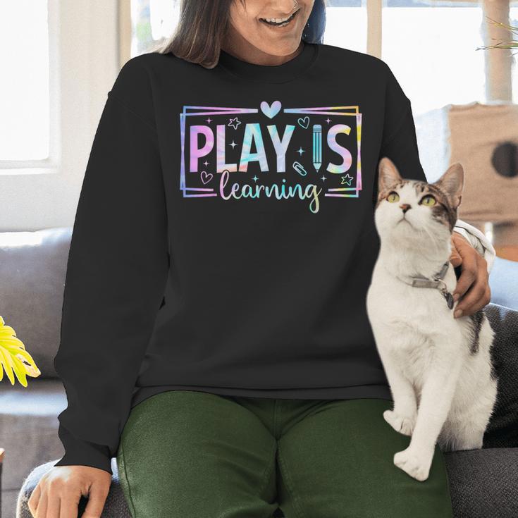 Play Is Learning Kindergarten Teacher Team Women Women Crewneck Sweatshirt, gift for family, gift for coworker Play Is Learning Kindergarten Teacher Team Women Women Crewneck Sweatshirt, gift for family, gift for coworker