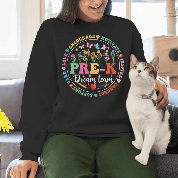 Pre-K Dream Team Back To School Teacher Flower Women Crewneck Sweatshirt, gift for family, gift for coworker
