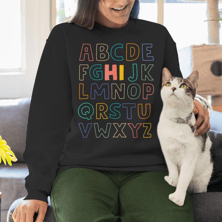 Pre K Kindergarten Hi Alphabet Back To School Teachers Men Women Girls Kids Women Crewneck Sweatshirt, gift for family, gift for coworker Pre K Kindergarten Hi Alphabet Back To School Teachers Men Women Girls Kids Women Crewneck Sweatshirt, gift for family, gift for coworker