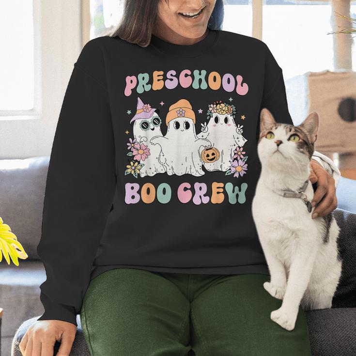 Preschool Boo Crew Groovy Halloween Floral Ghost Teacher Men Women Kids Women Crewneck Sweatshirt, Groovy Teacher Sweatshirts, gift for family, gift for coworker Preschool Boo Crew Groovy Halloween Floral Ghost Teacher Men Women Kids Women Crewneck Sweatshirt, Groovy Teacher Sweatshirts, gift for family, gift for coworker