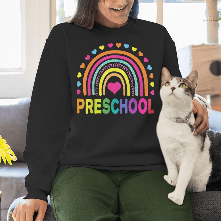 Preschool Rainbow Girls Boys Kids Teacher Back To School Women Crewneck Sweatshirt, gift for family, gift for coworker Preschool Rainbow Girls Boys Kids Teacher Back To School Women Crewneck Sweatshirt, gift for family, gift for coworker