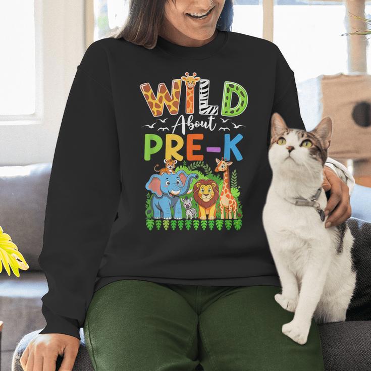 Preschool Teacher Kids Back To School Wild About Pre-K Women Crewneck Sweatshirt, gift for family, gift for coworker Preschool Teacher Kids Back To School Wild About Pre-K Women Crewneck Sweatshirt, gift for family, gift for coworker