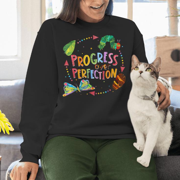 Progress Over Perfection Caterpillar Teacher Back To School Women Crewneck Sweatshirt, gift for family, gift for coworker Progress Over Perfection Caterpillar Teacher Back To School Women Crewneck Sweatshirt, gift for family, gift for coworker