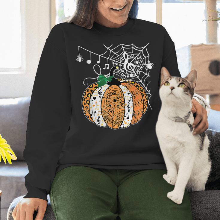 Pumpkin Music Teacher Halloween Fall Music Notes Autumn Women Crewneck Sweatshirt, gift for family, gift for coworker