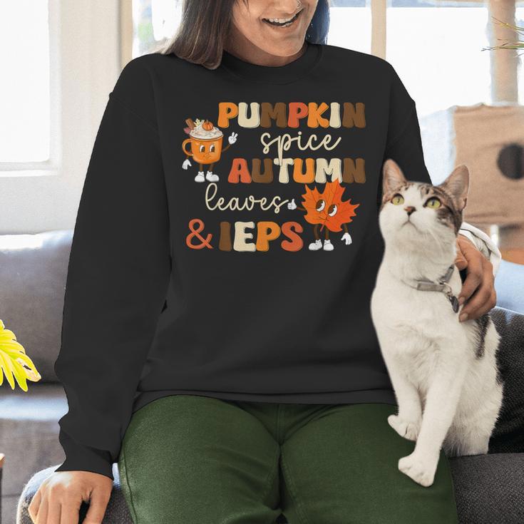 Pumpkin Spice Autumn Leaves IEPS Sped Teacher Fall Women Crewneck Sweatshirt, gift for family, gift for coworker Pumpkin Spice Autumn Leaves IEPS Sped Teacher Fall Women Crewneck Sweatshirt, gift for family, gift for coworker