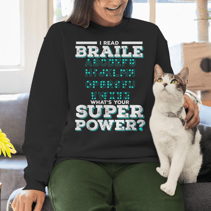 I Read Braille Tell Me Your Superpower Braille Teacher For Men Women Women Crewneck Sweatshirt, gift for family, gift for coworker