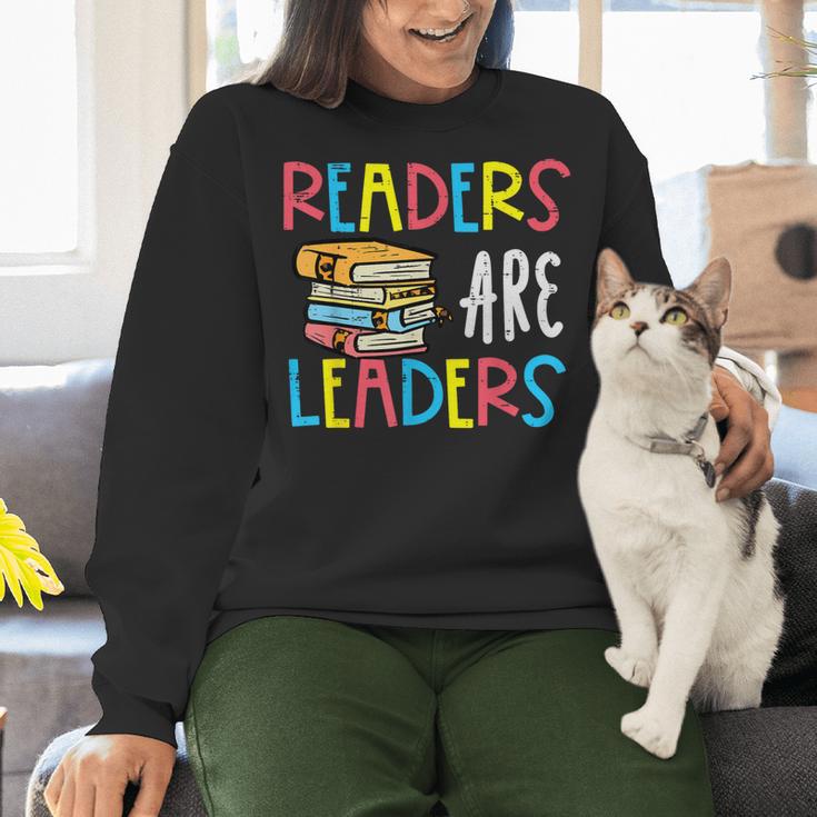Readers Are Leaders Reading Book Lover Teacher Women Men Kid Women Crewneck Sweatshirt, gift for family, gift for coworker